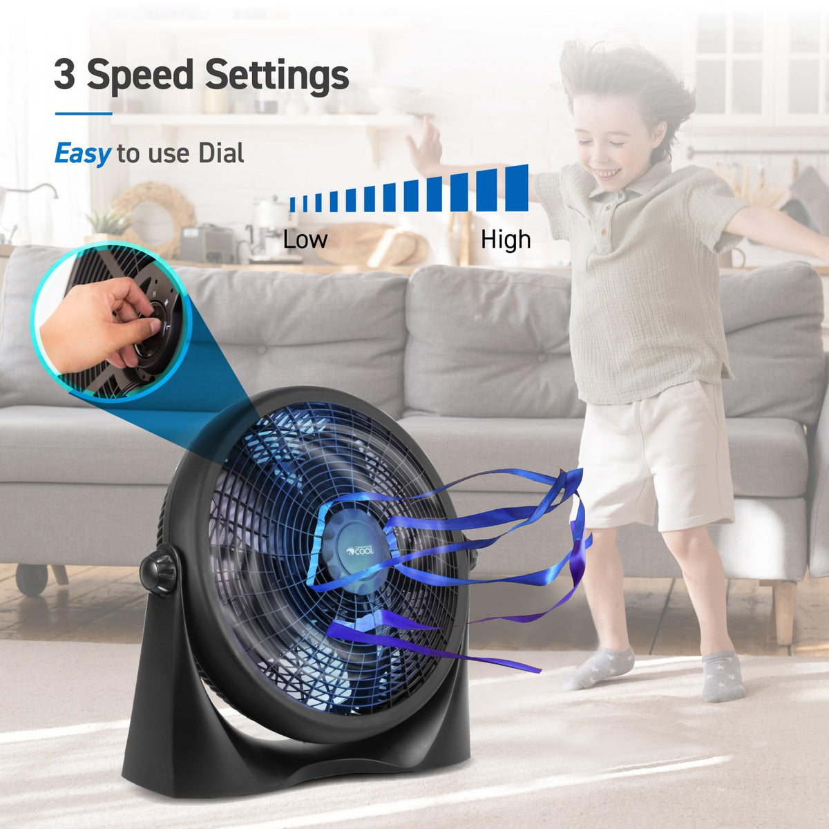 16 Inch High Velocity Floor Fan, Black H598064
