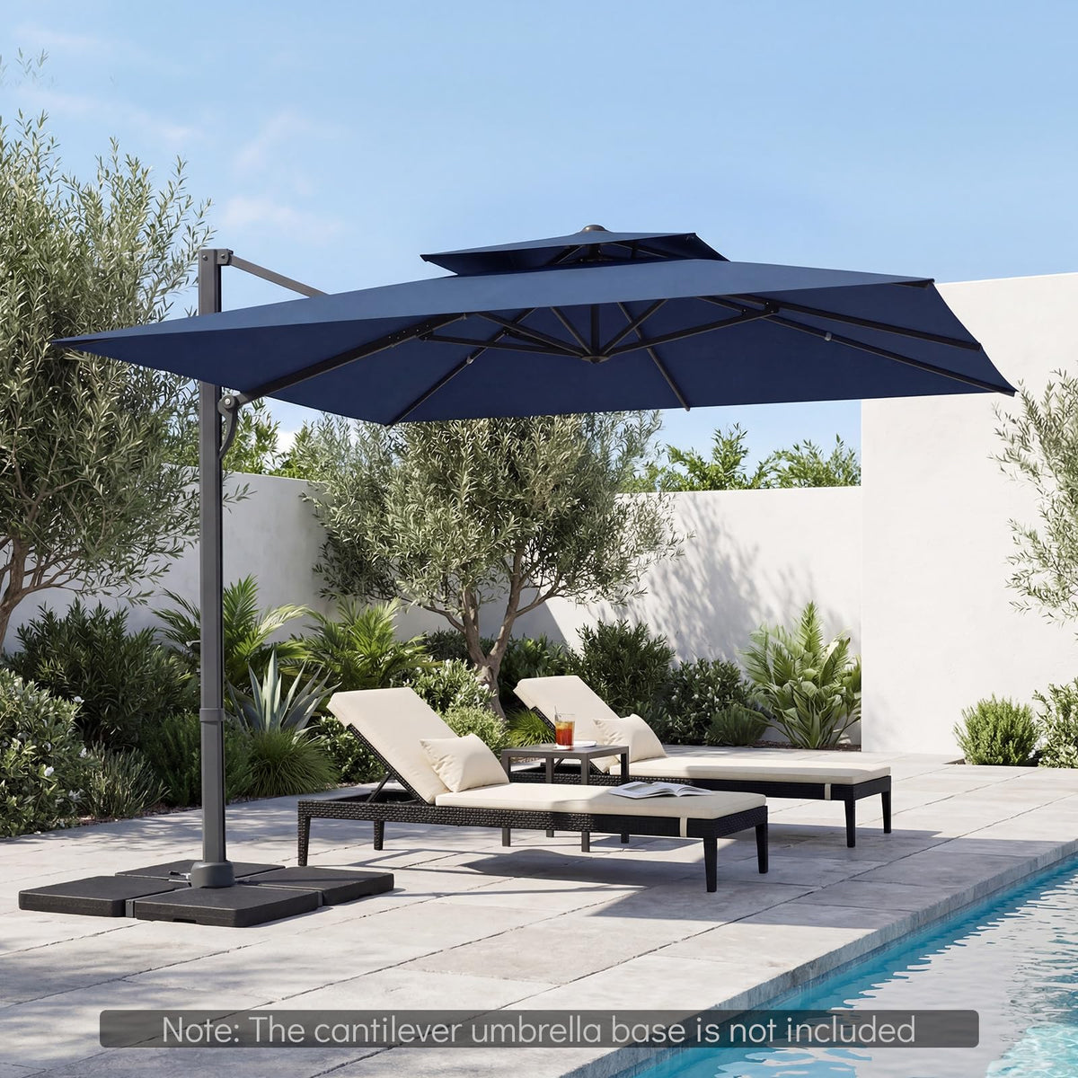 10 FT Navy Blue Cantilever Patio Umbrella X849882