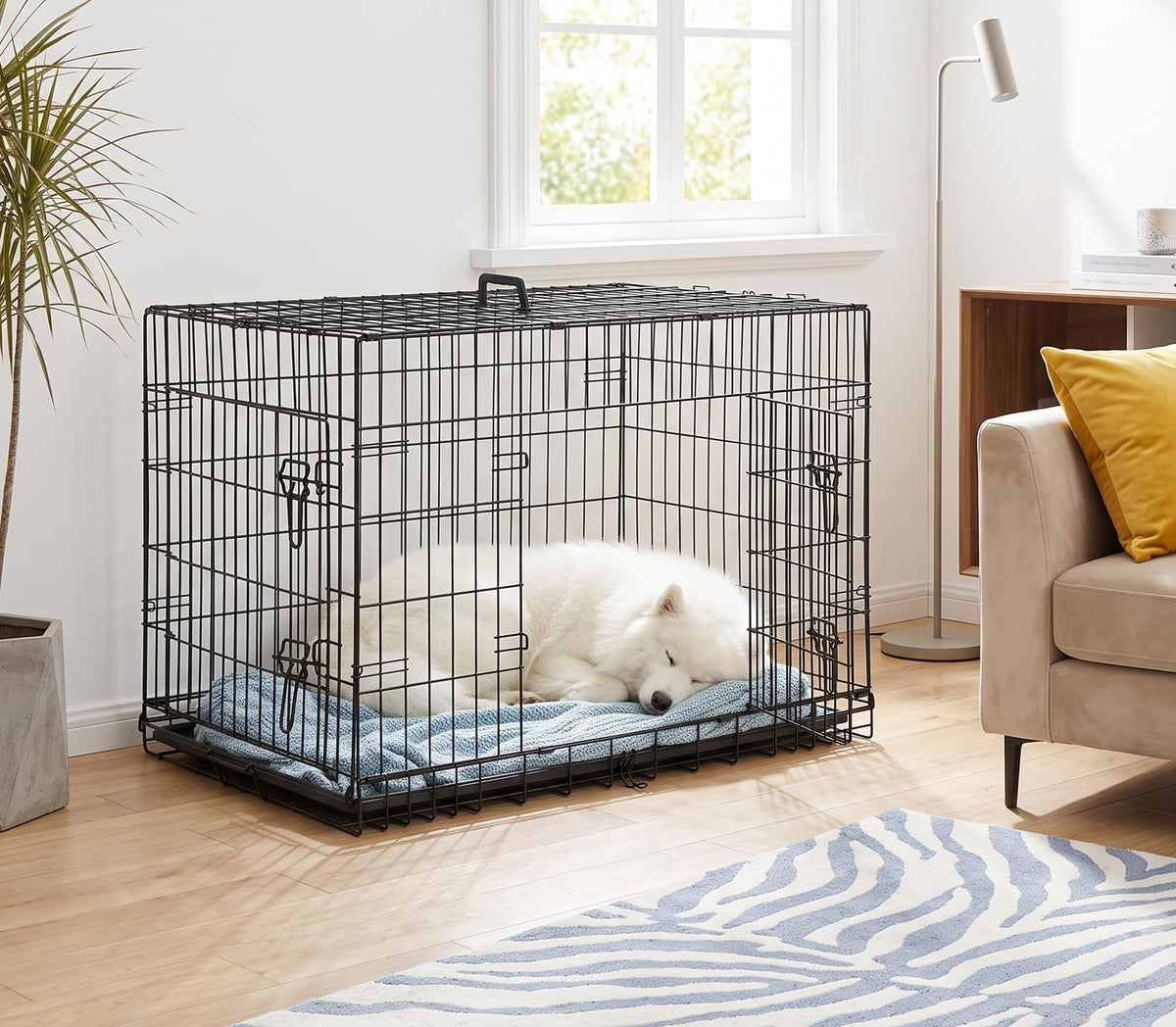 48 inch Folding Metal Wire Dog Crate with Double Door G98745