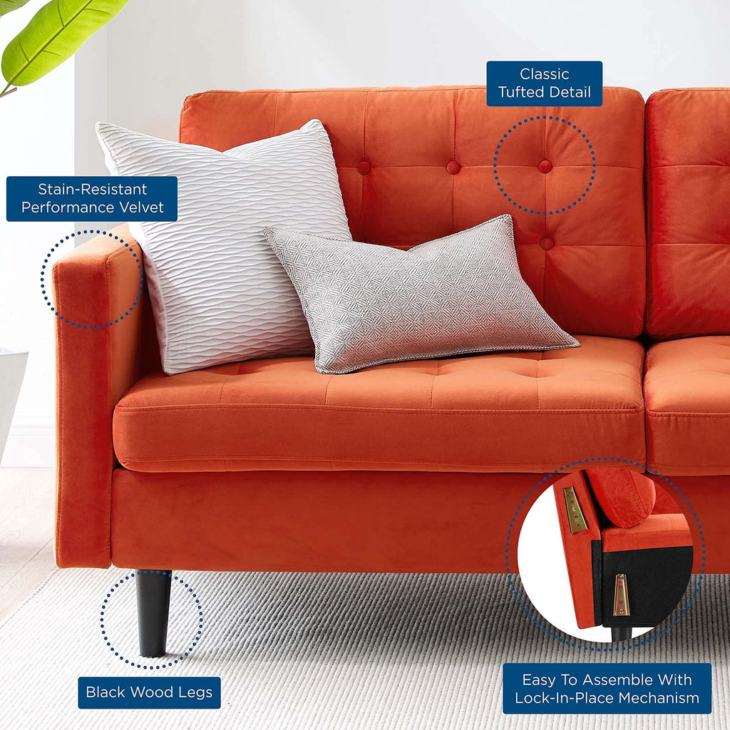 Orange Tufted Performance Velvet Sofa S3117