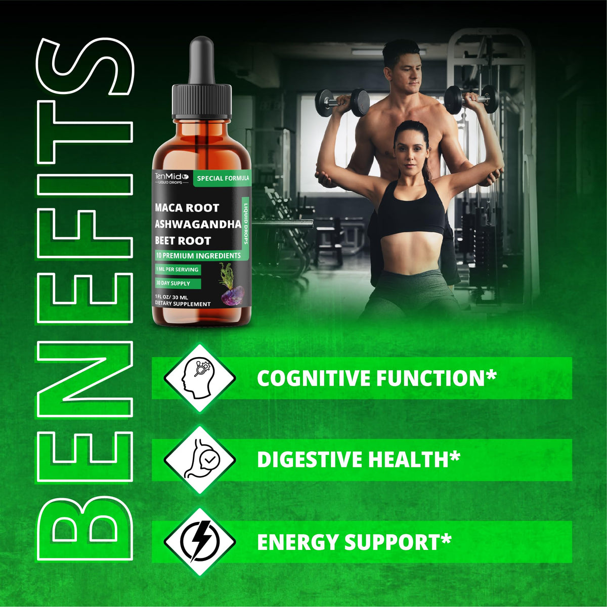 Maca Liquid Drops with Ashwagandha, Fenugreek, Beet Root, L-Arginine, Turmeric, Ginseng R167032