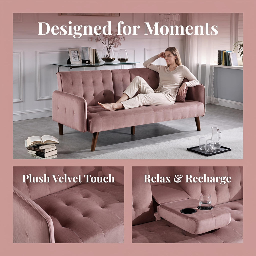 Pink Convertible Sleeper Sofa I326