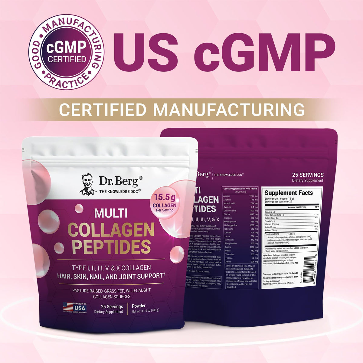 Unflavored Multi Collagen Peptides Powder 25 Servings J4686