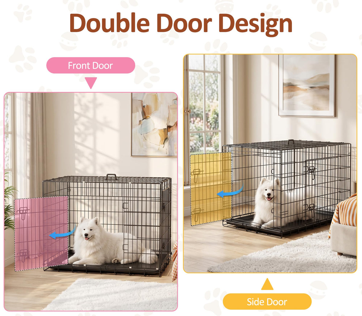 48 inch Folding Metal Wire Dog Crate with Double Door G98745