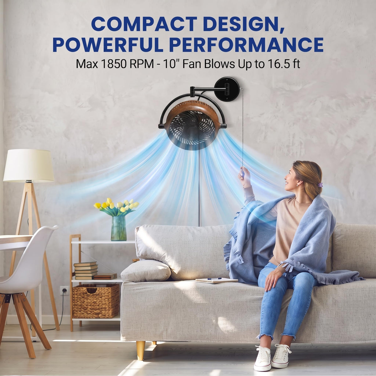 10 Inch Oscillating Wall Mount Fan D978193