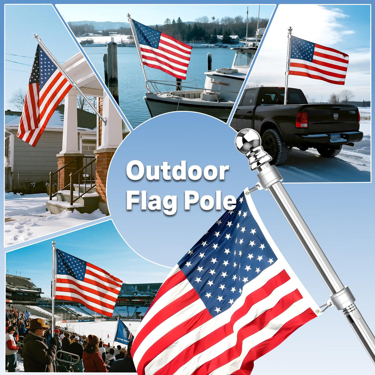 6FT 304 Stainless Steel Flag Pole C74813