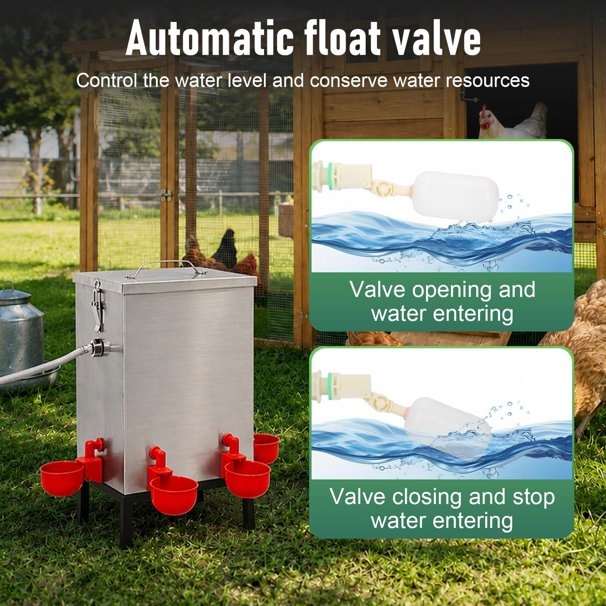 3 Gallon 304 Stainless Steel Automatic Chicken Waterer I765