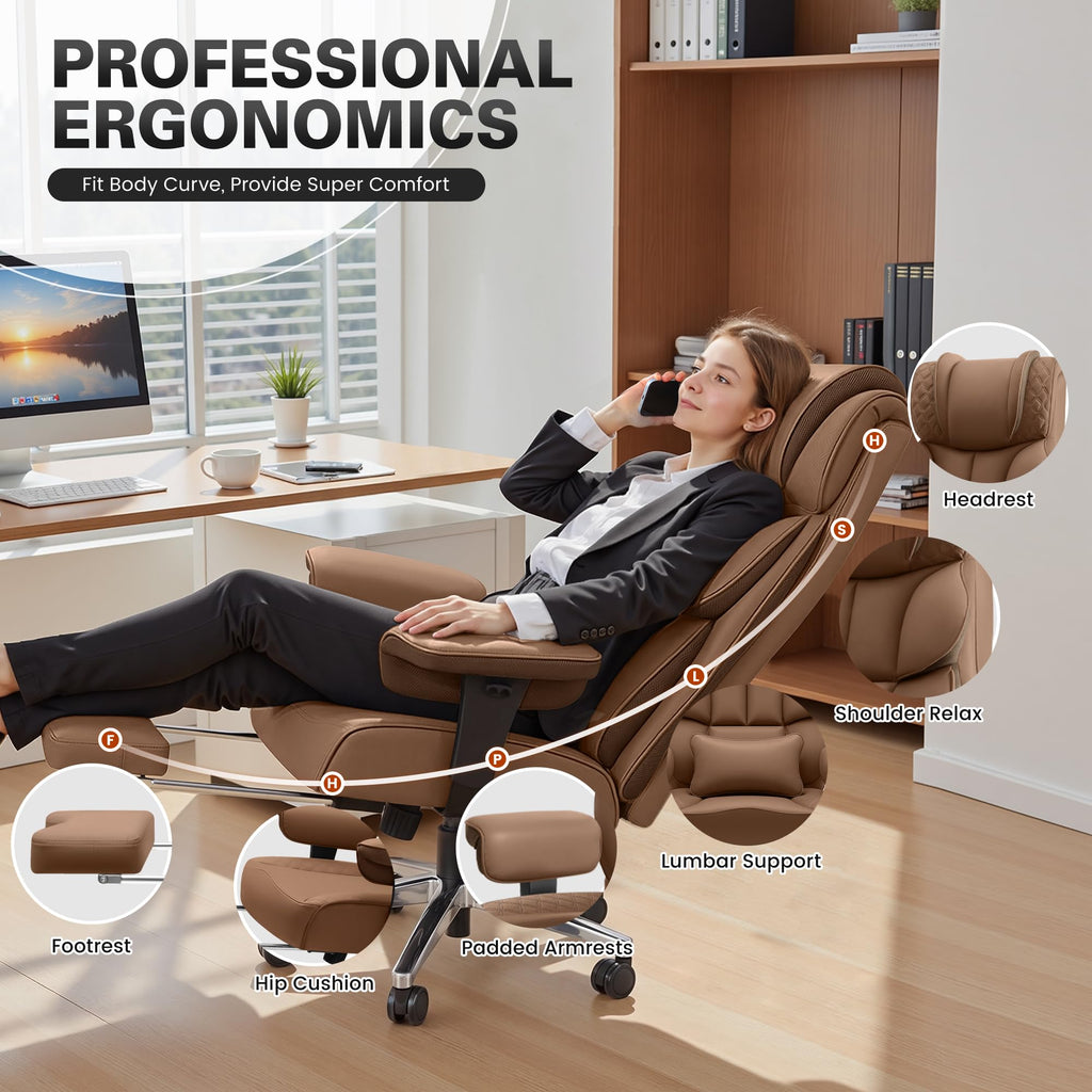 Big and Tall Leather Gaming Chair with Footrest S20413