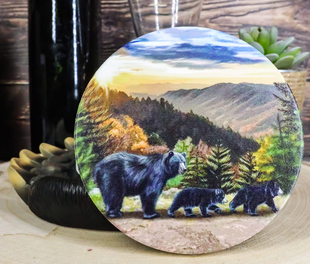Black Bear Paw Coaster Set with 4 Coasters K76194