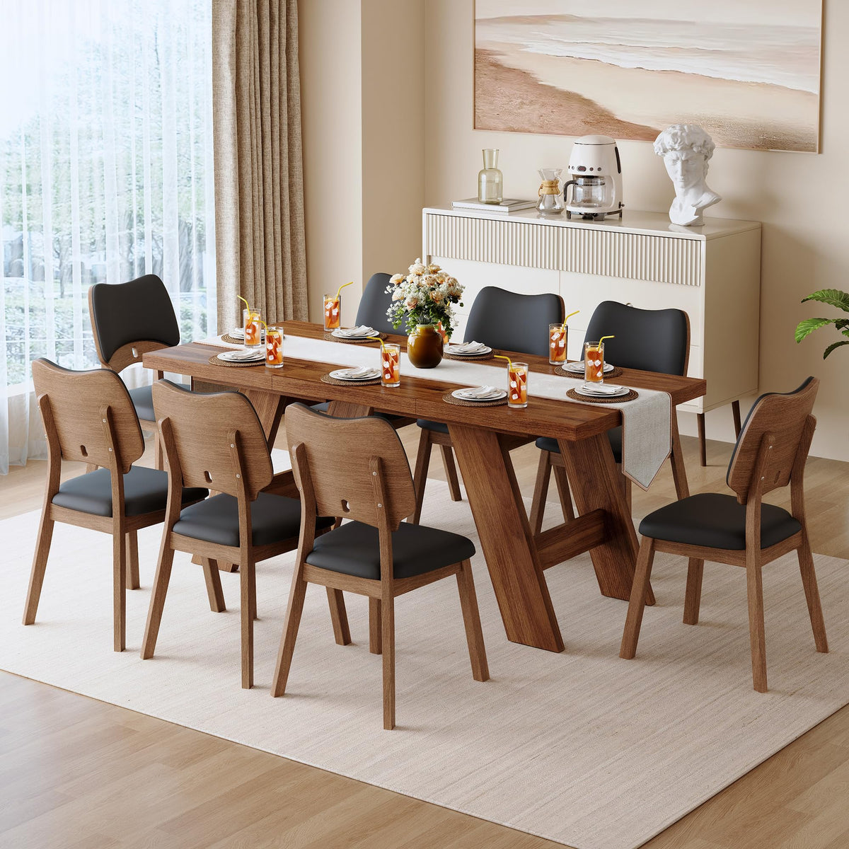 71" Wood Dining Table Set for 8 I674785