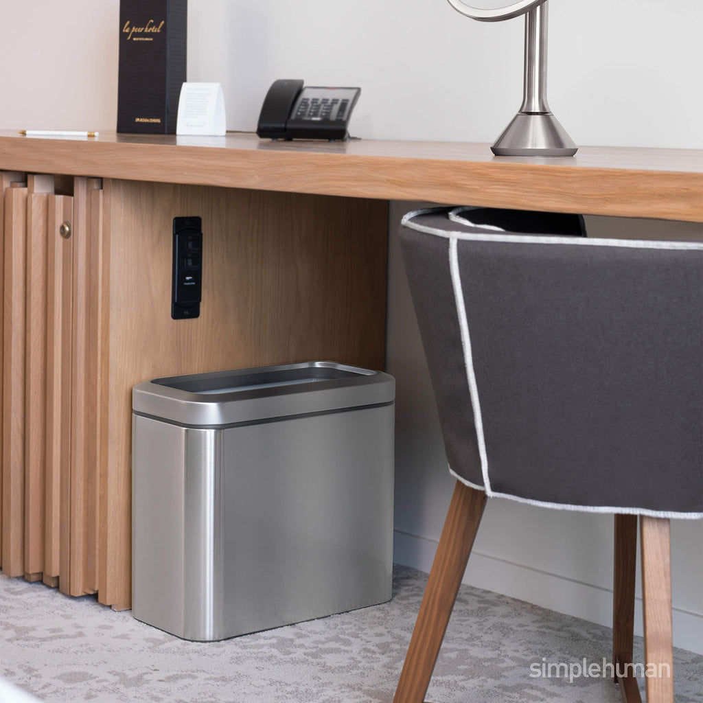 25L Brushed Stainless Steel Slim Open Trash Can V92855