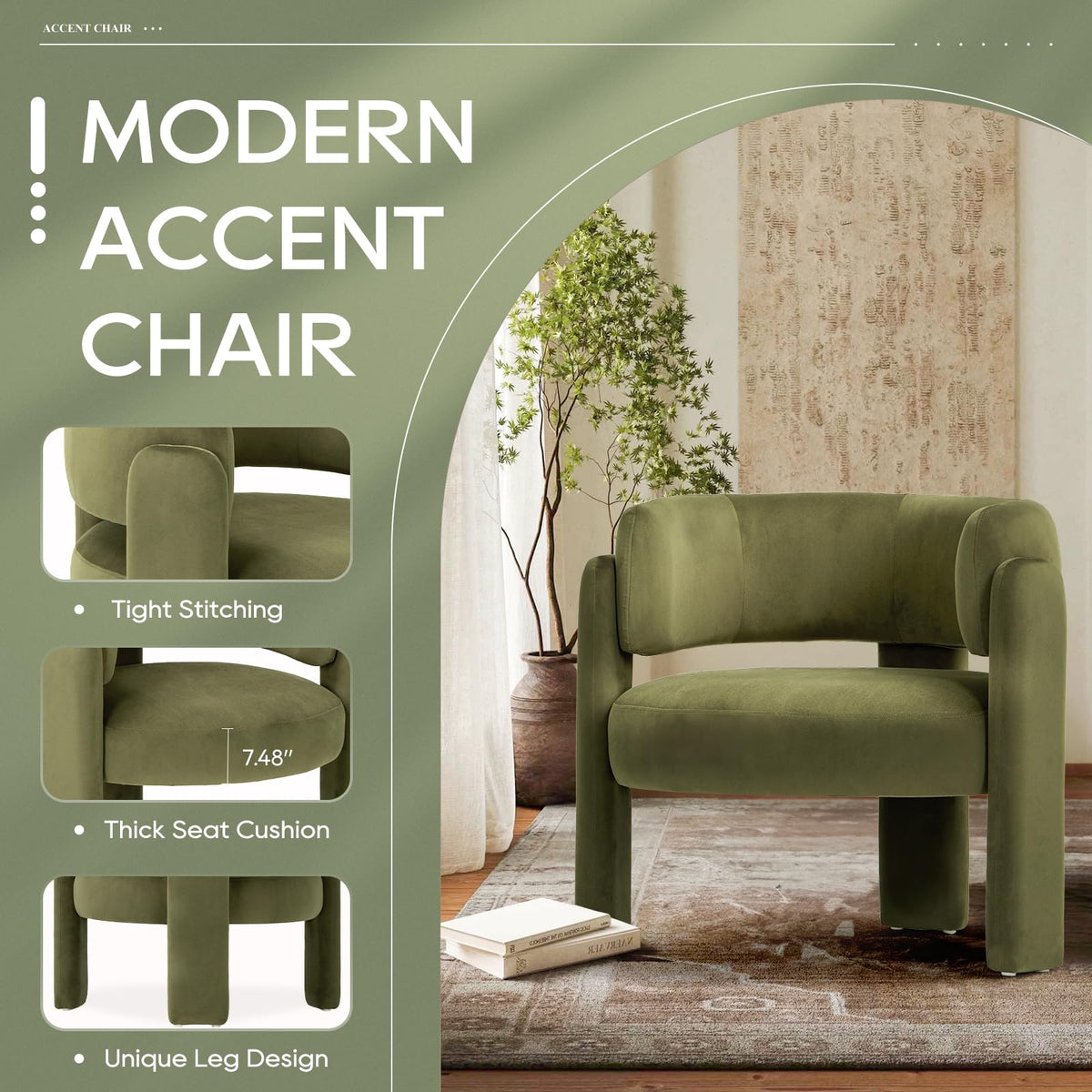 Velvet Accent Chair Set of 2 Green I90771