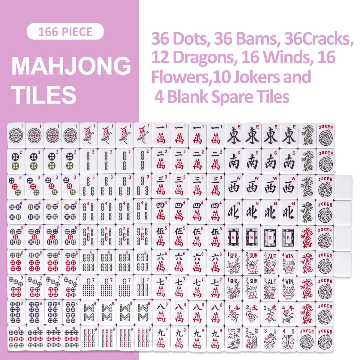 American Mahjong Game Set 166 Pink Tiles W953791