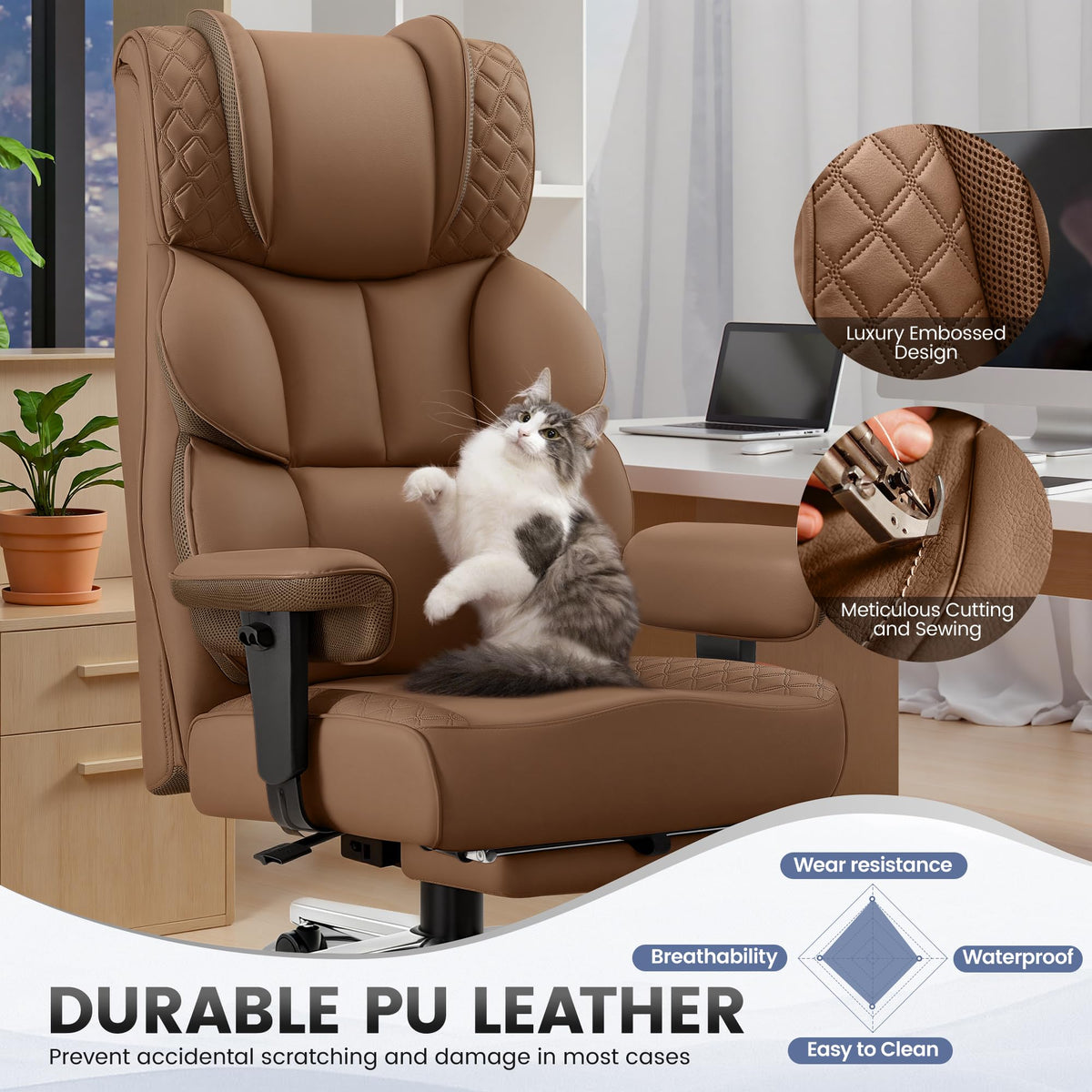 Big and Tall Leather Gaming Chair with Footrest S20413