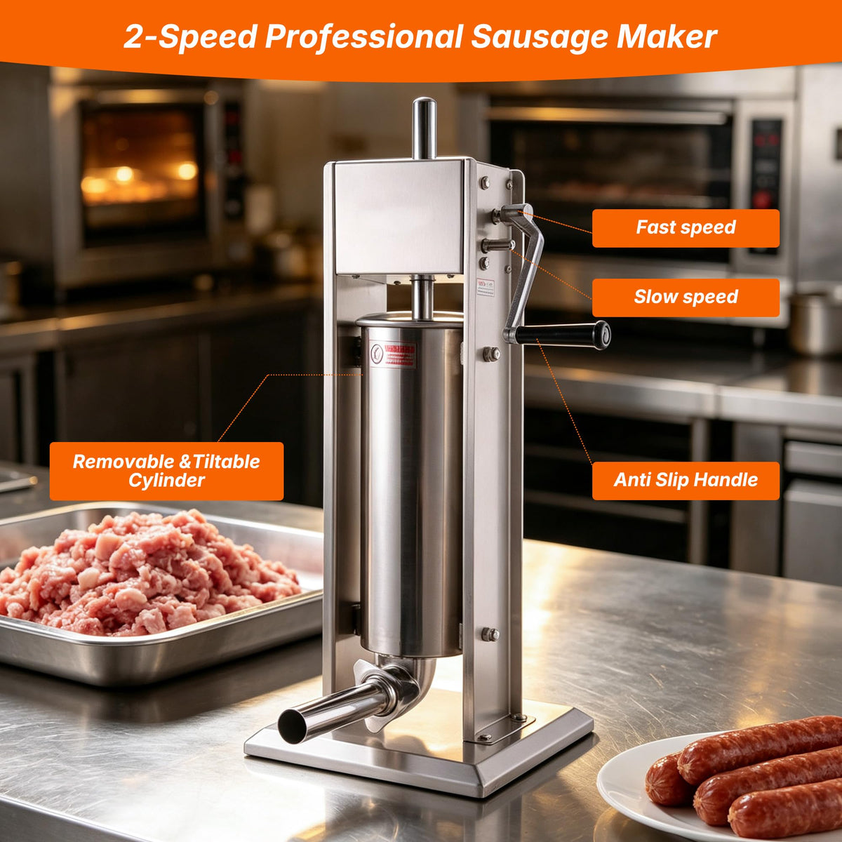 Stainless Steel Vertical Sausage Stuffer 15Lb Z4444