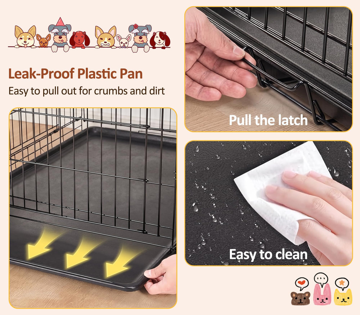 Portable Single Door Dog Crate with Removable Tray J19077