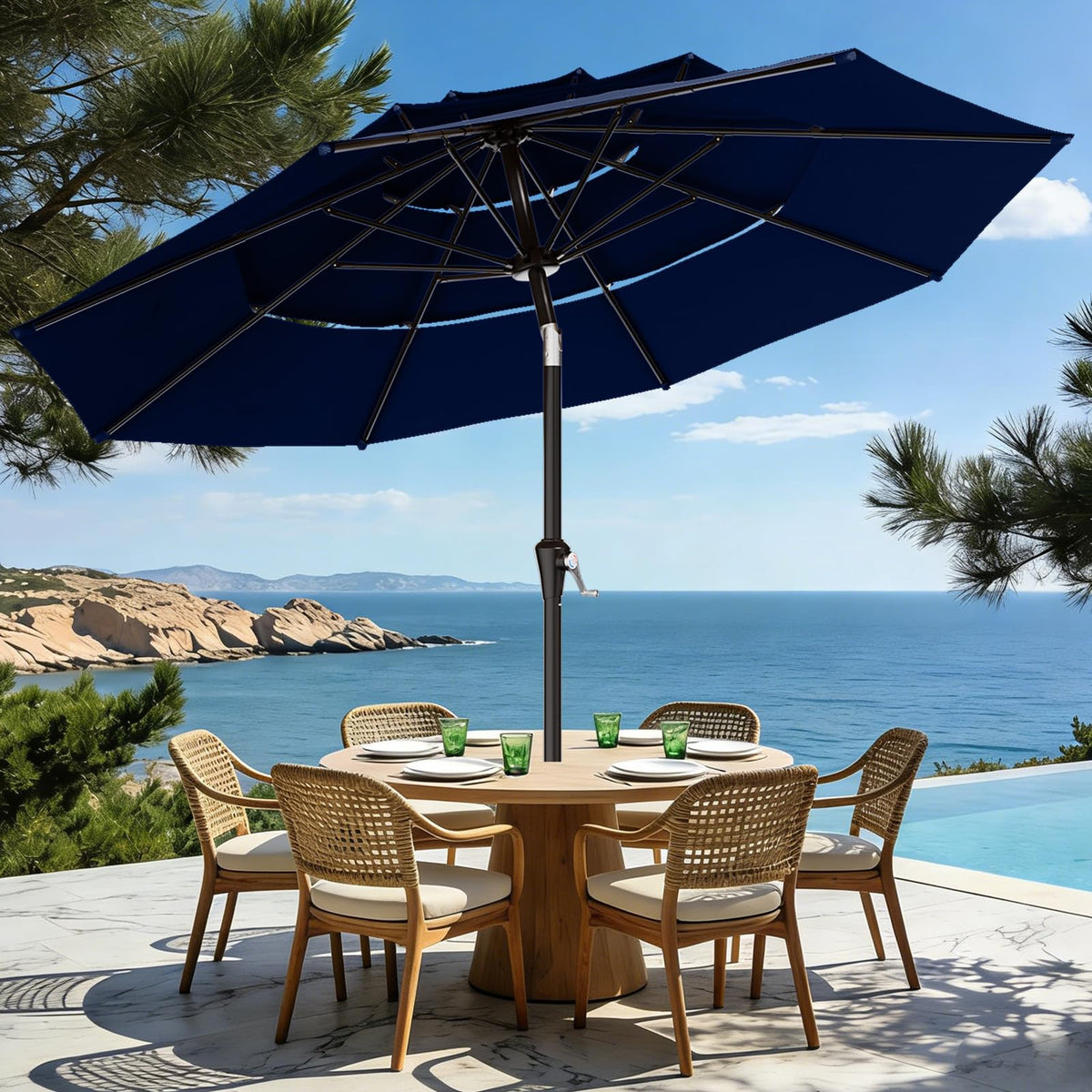 9ft 3-Tier UV Protection Windproof Patio Umbrella H761