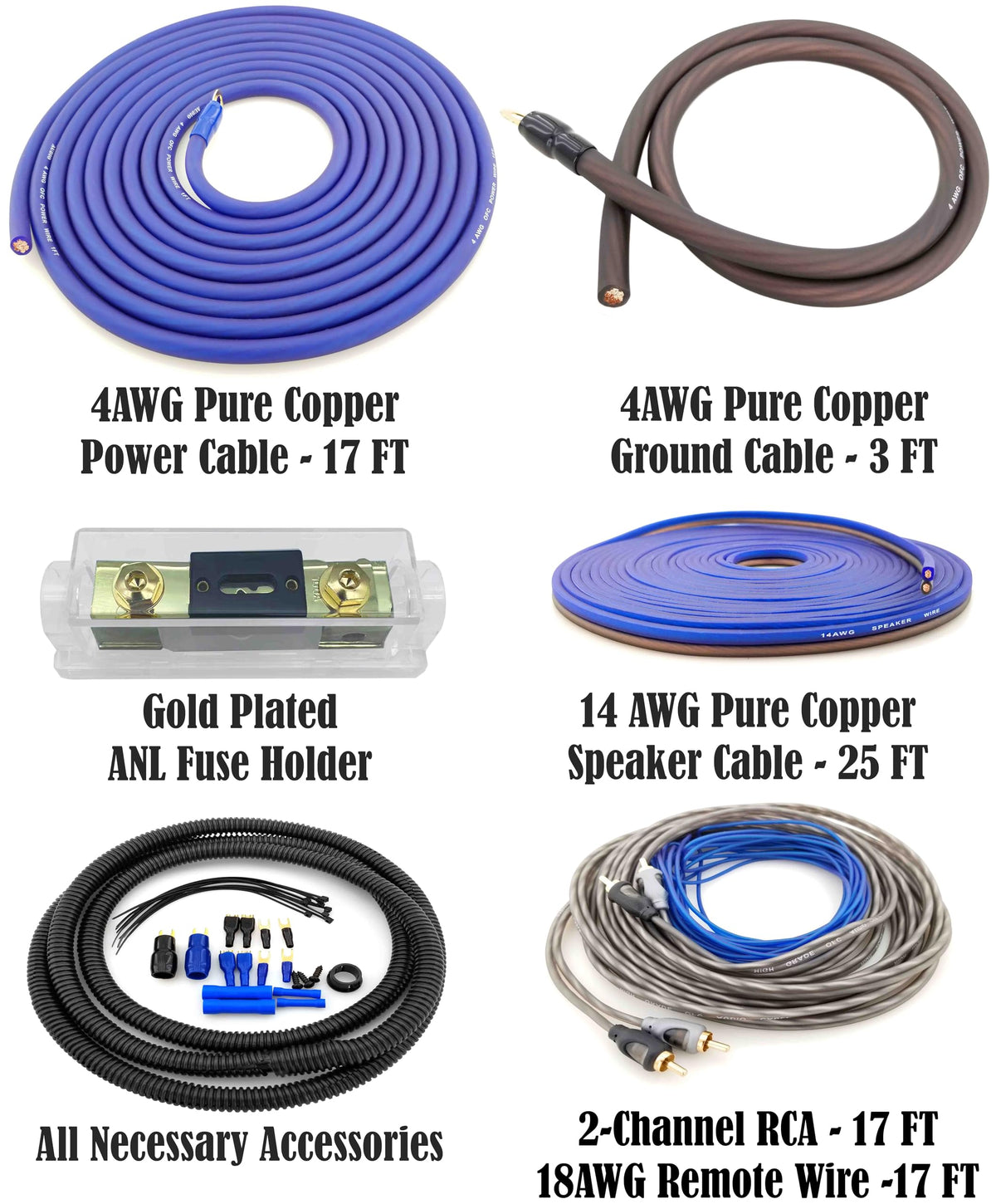 4 AWG 100% Copper Car Audio Amp Wire Kit B733