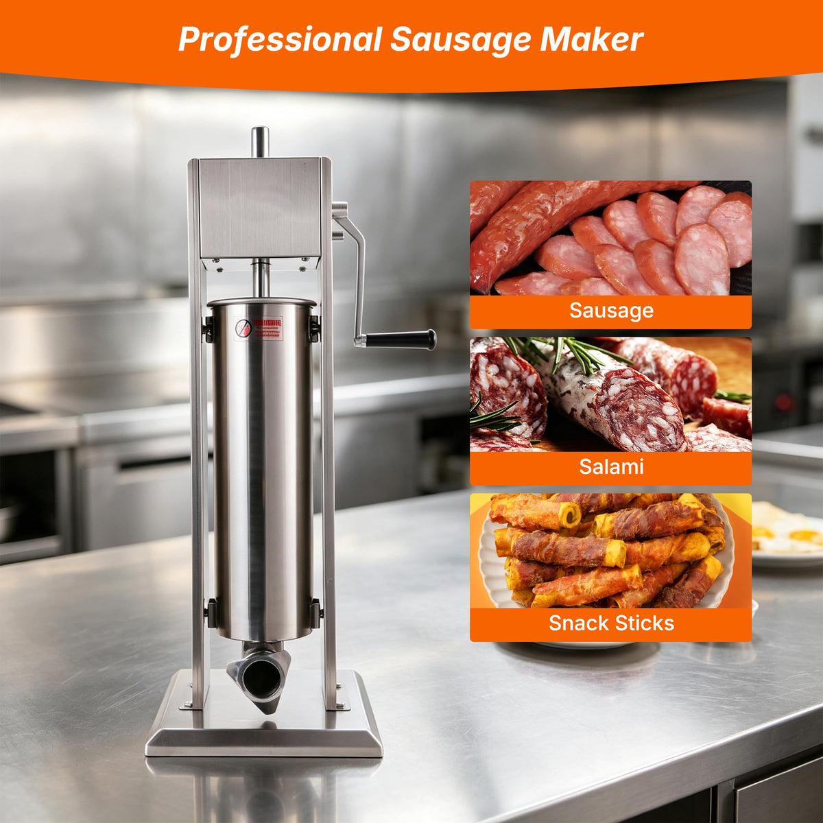 Stainless Steel Vertical Sausage Stuffer 15Lb Z4444