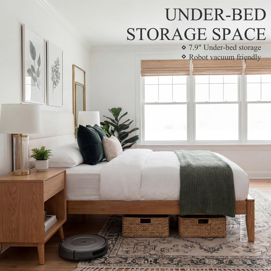 Solid Bamboo Queen Size Bed Frame with Headboard X85650