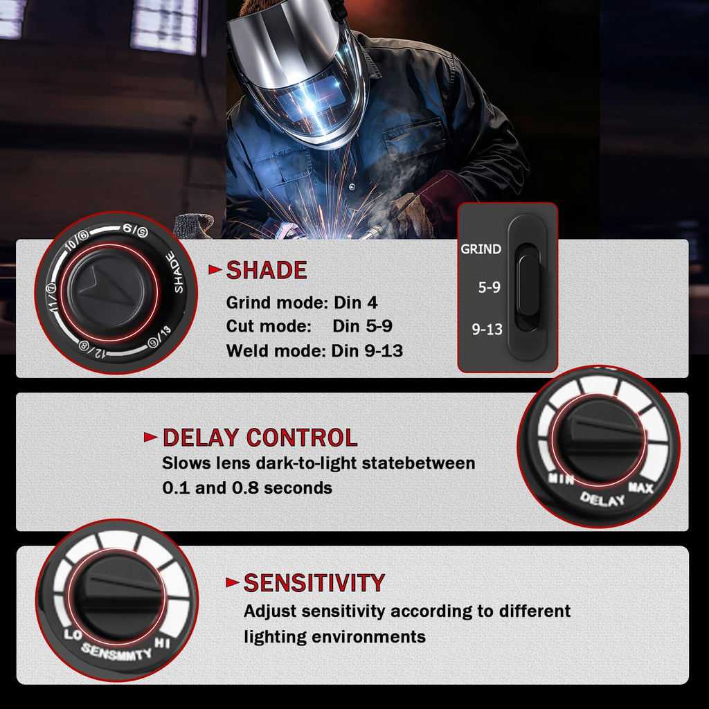 Auto Darkening Welding Helmet with LED Light X245309