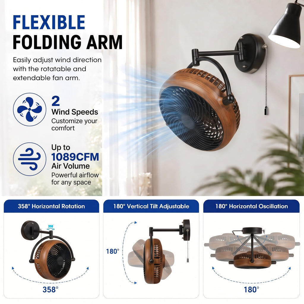 10 Inch Oscillating Wall Mount Fan D978193