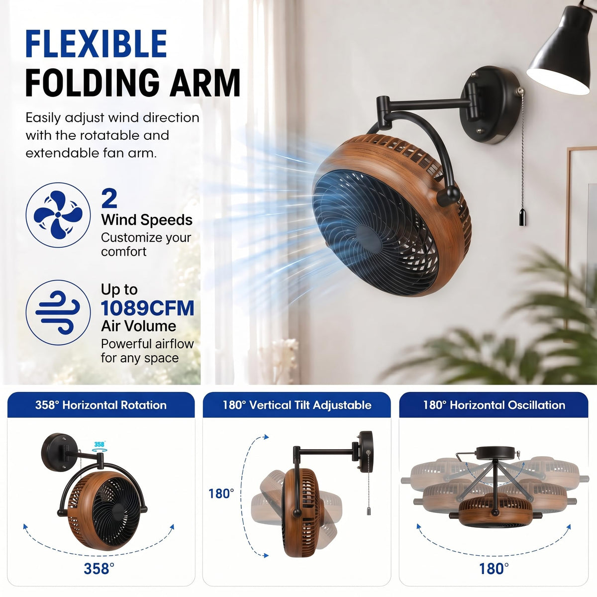 10 Inch Oscillating Wall Mount Fan D978193