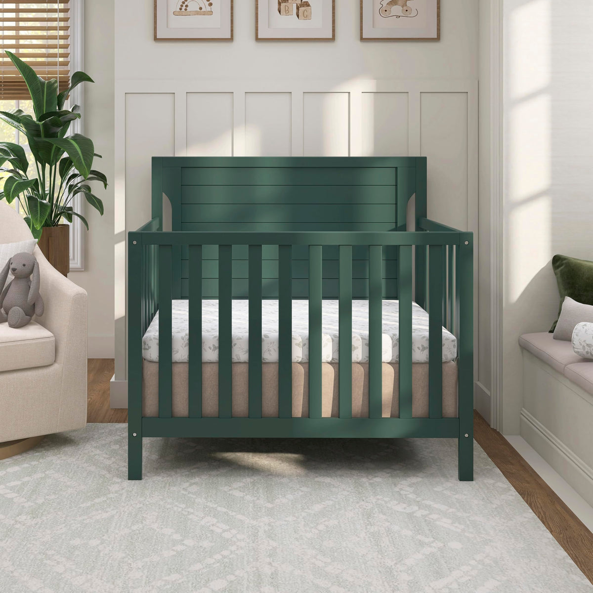 4-in-1 Convertible Mini Baby Crib with Mattress Pad B5778