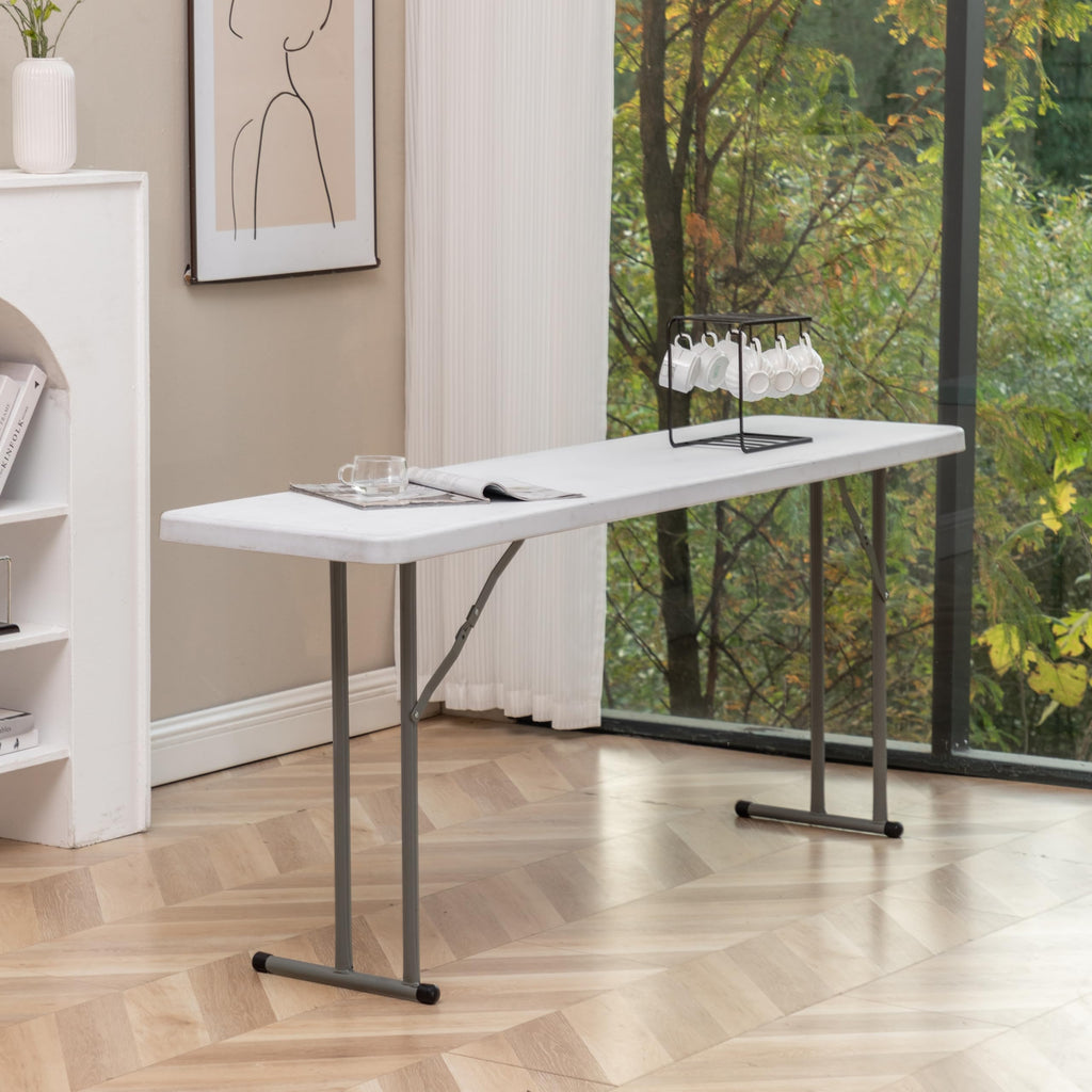 White Plastic Folding Table Set of 2 R607999