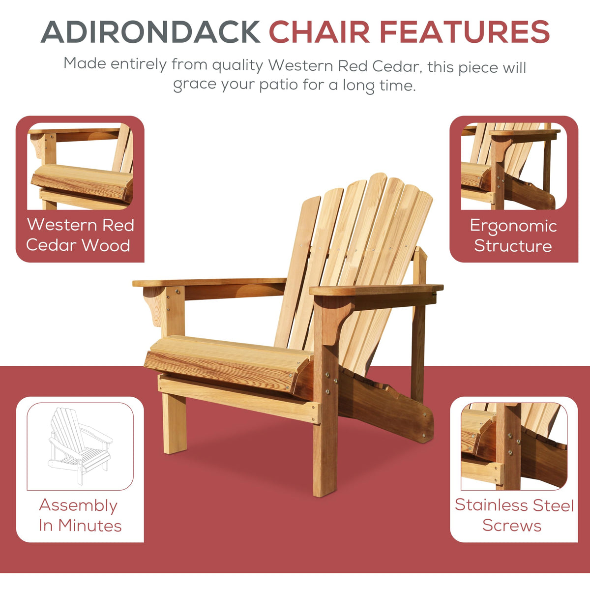Adirondack Chair Western Red Cedar N452