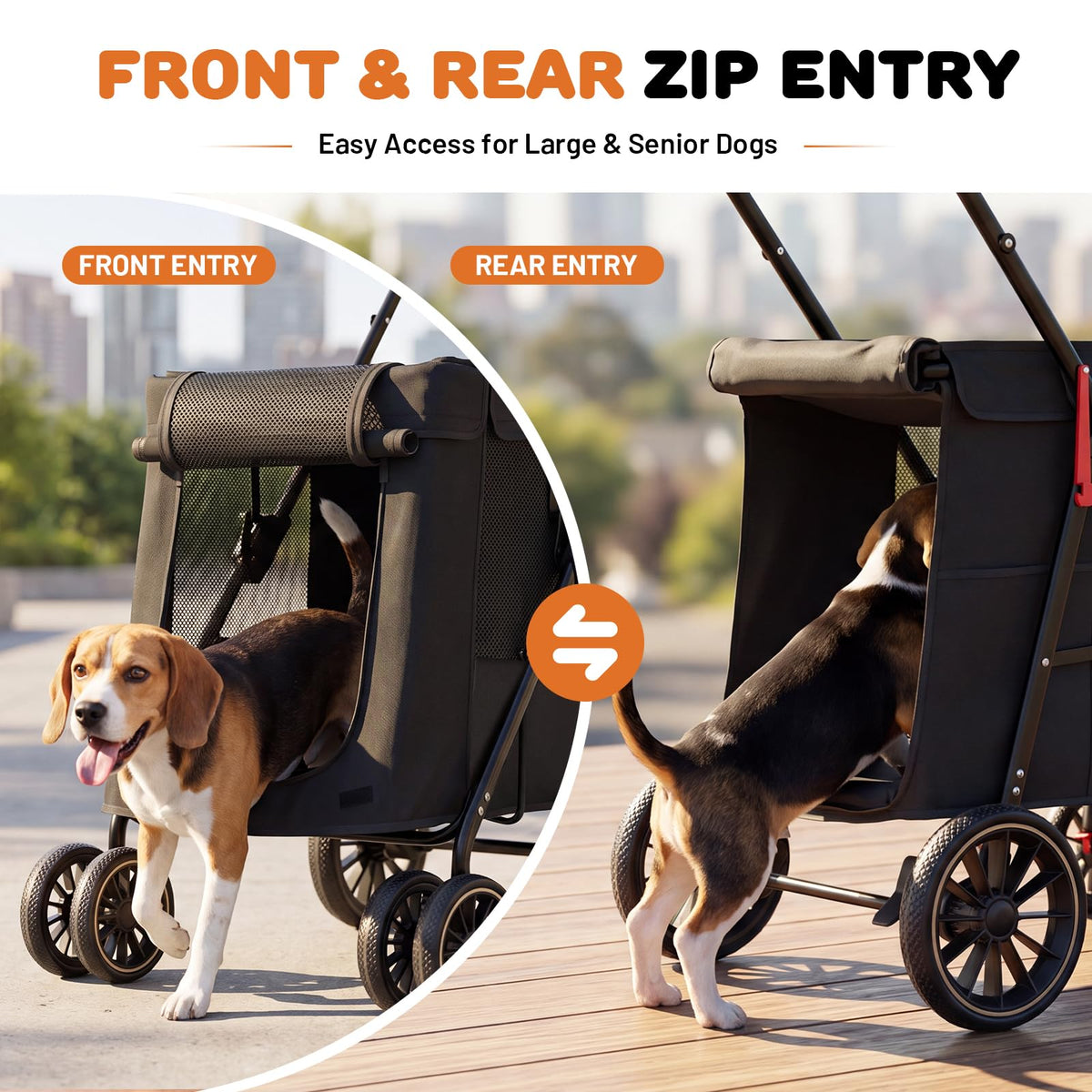 Foldable Pet Stroller up to 80 lbs with All-Terrain Wheels Y123