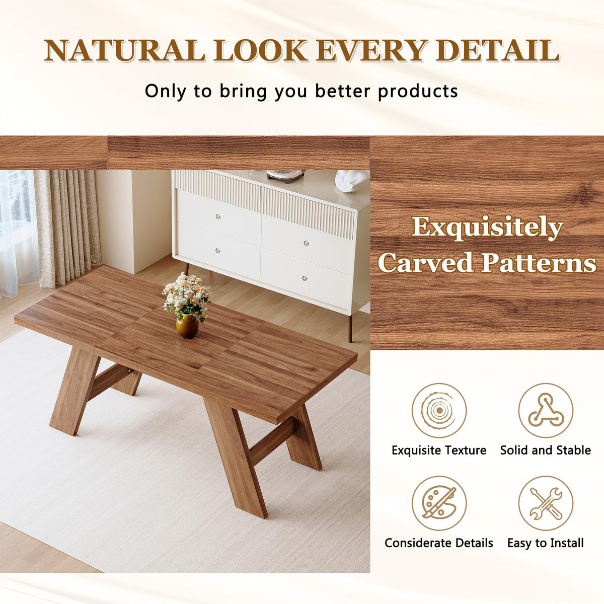 71" Wood Dining Table Set for 8 I674785