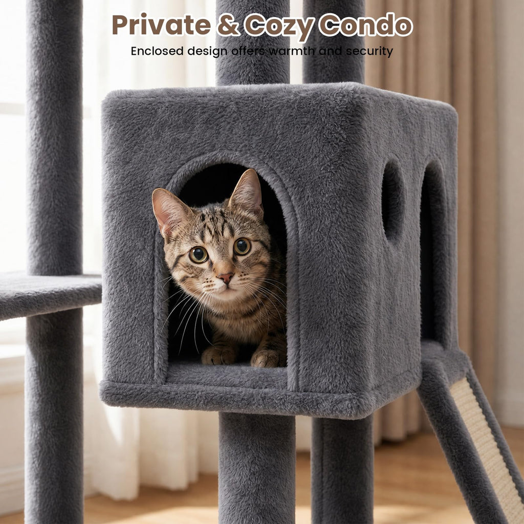 70 Inches Indoor Cat Tree with Ladder U30752