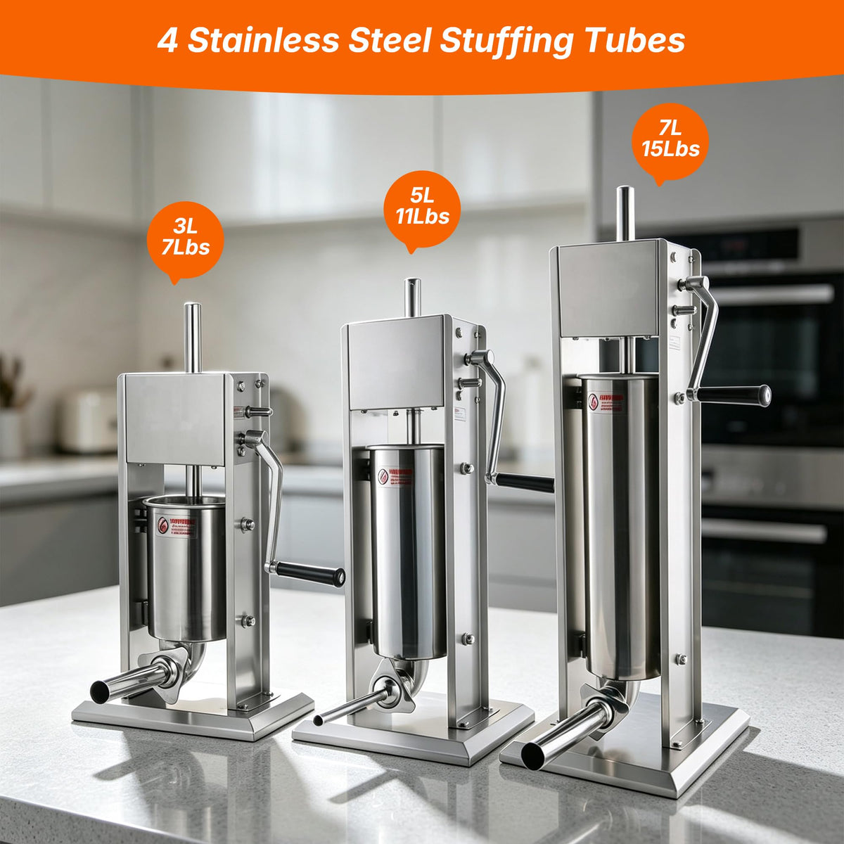 Stainless Steel Vertical Sausage Stuffer 15Lb Z4444