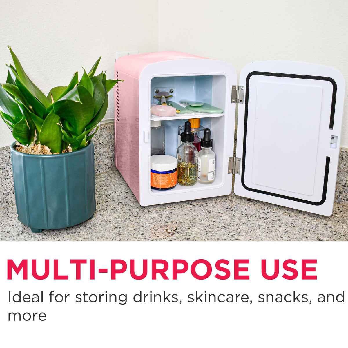 Mini Portable Compact Personal Fridge, 4 Liter Capacity, Pink H939326
