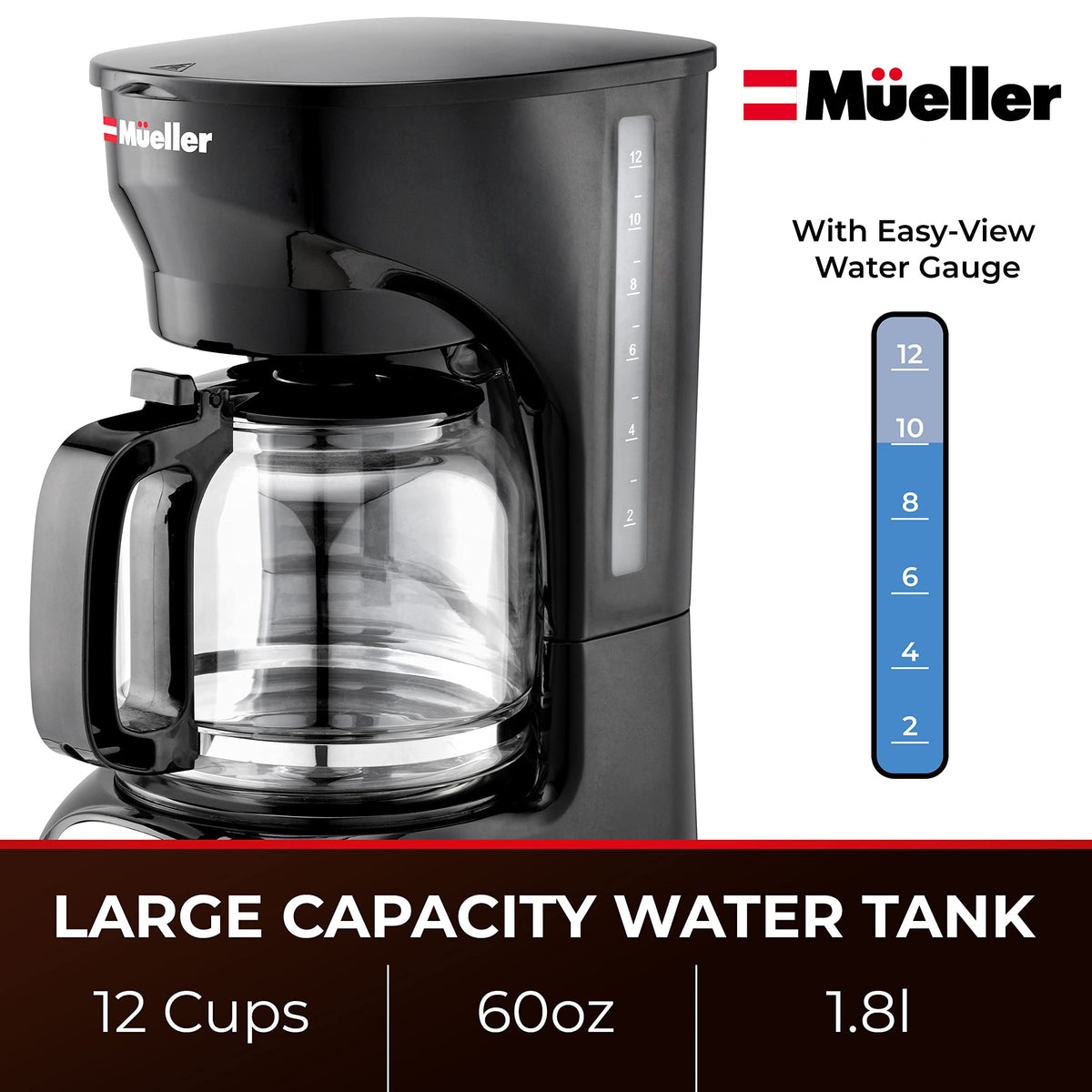 12-Cup Drip Coffee Maker with Glass Carafe B527