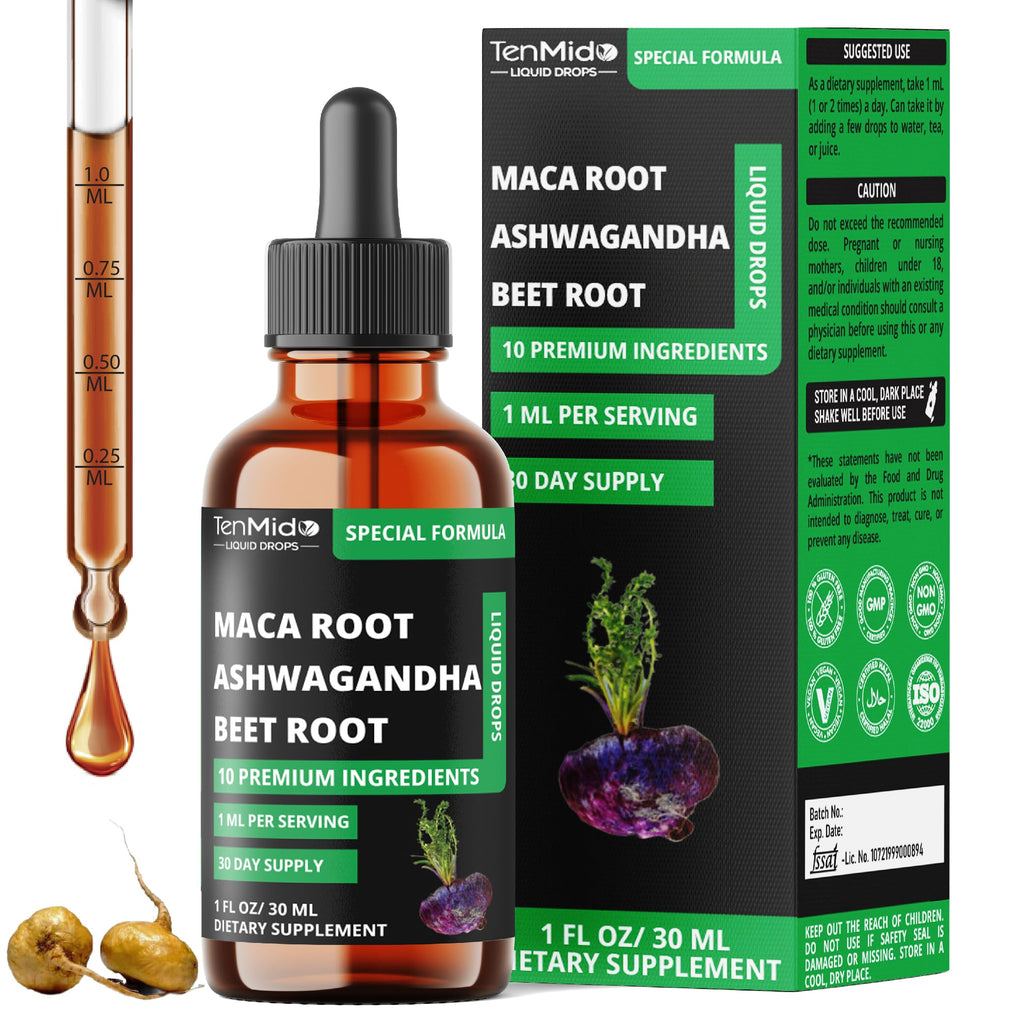 Maca Liquid Drops with Ashwagandha, Fenugreek, Beet Root, L-Arginine, Turmeric, Ginseng R167032