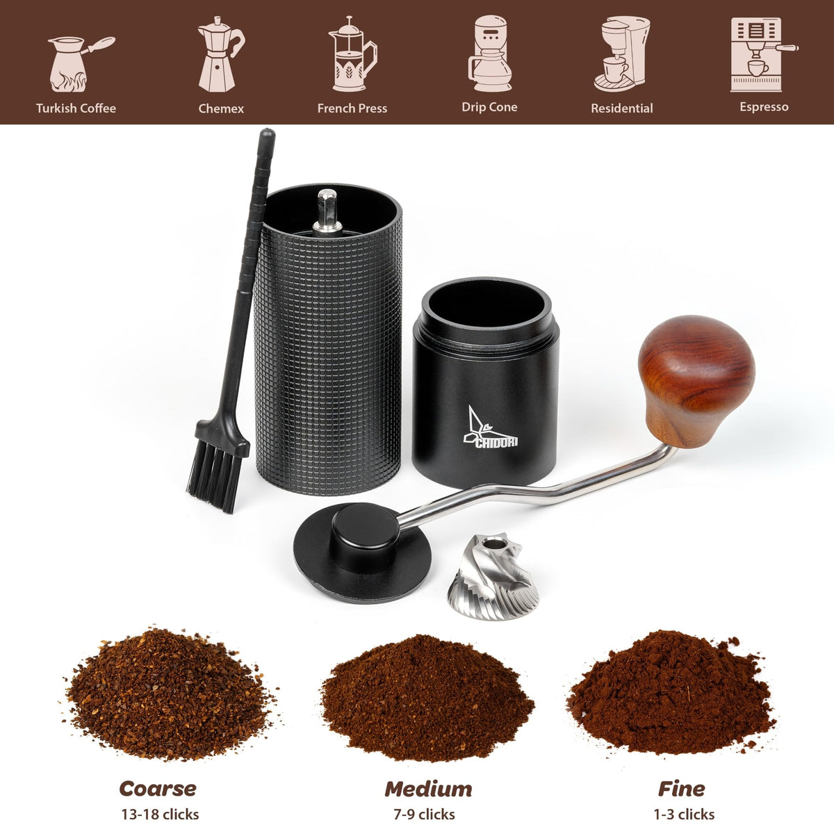 Manual Hand Crank Stainless Steel Conical Burr Coffee Grinder L21047