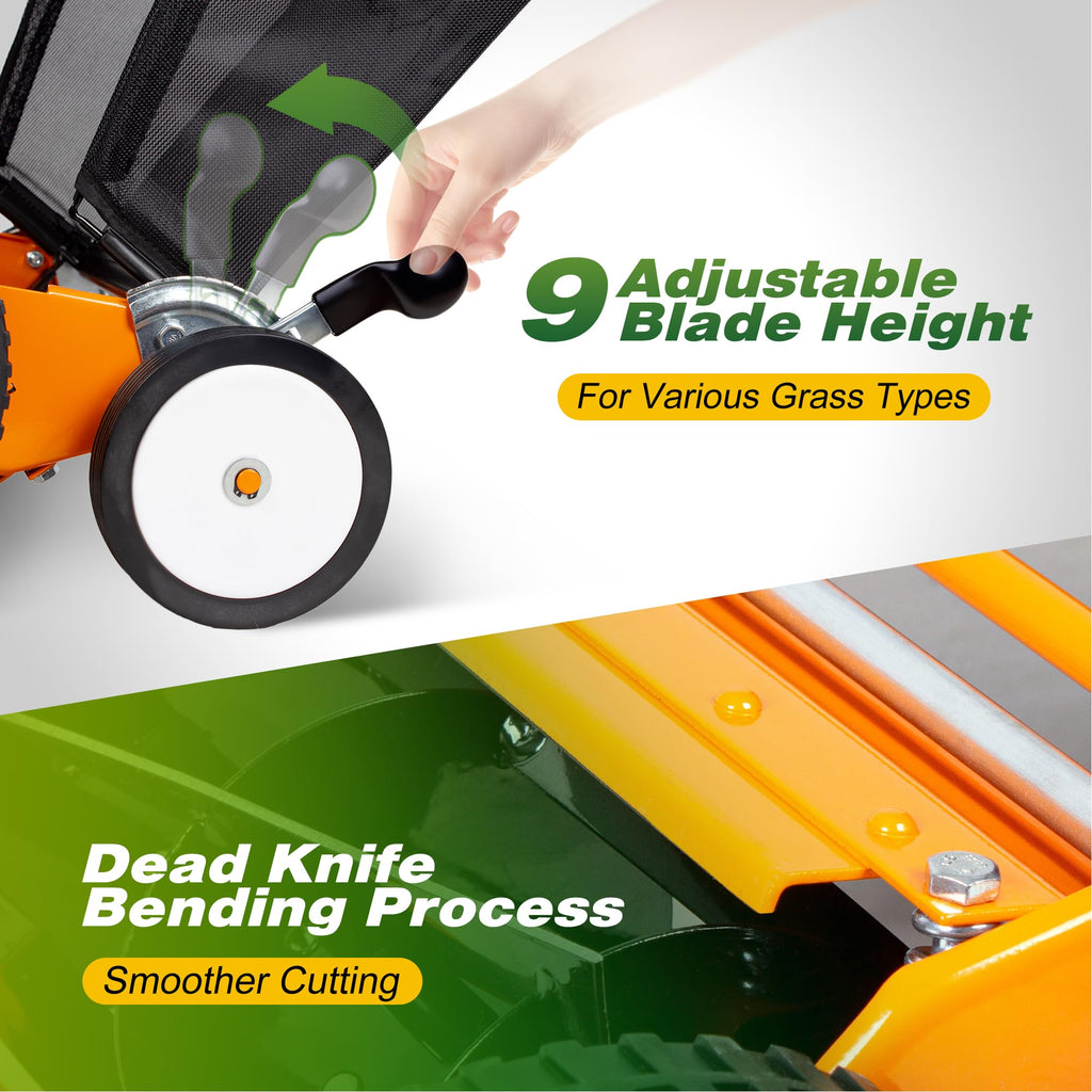 20-Inch 5-Blade Manual Reel Lawn Mower with Grass Catcher H13846
