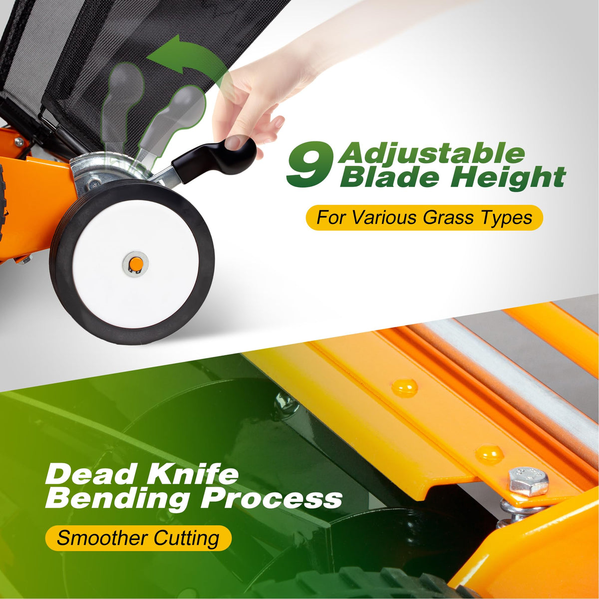 20-Inch 5-Blade Manual Reel Lawn Mower with Grass Catcher H13846
