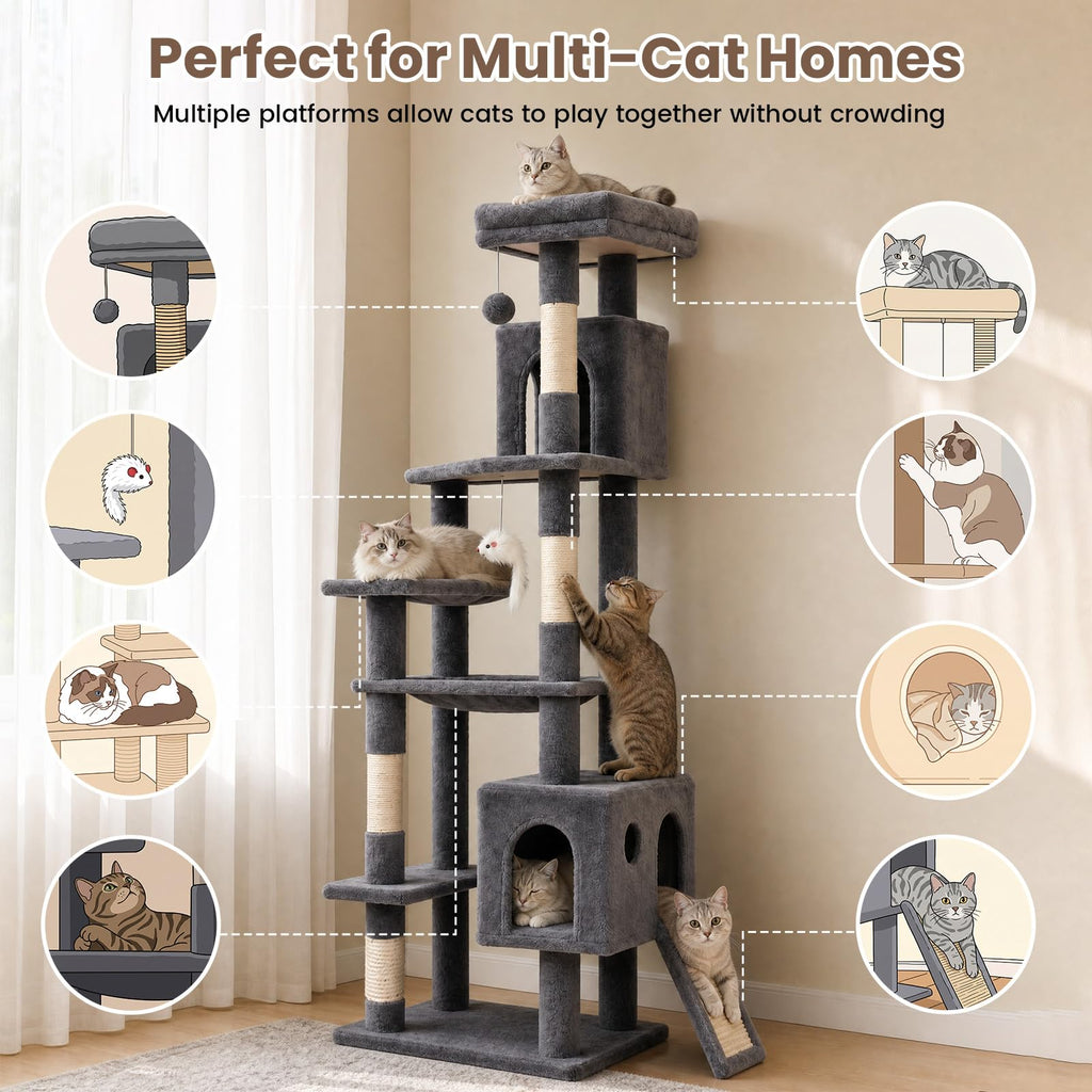 70 Inches Indoor Cat Tree with Ladder U30752