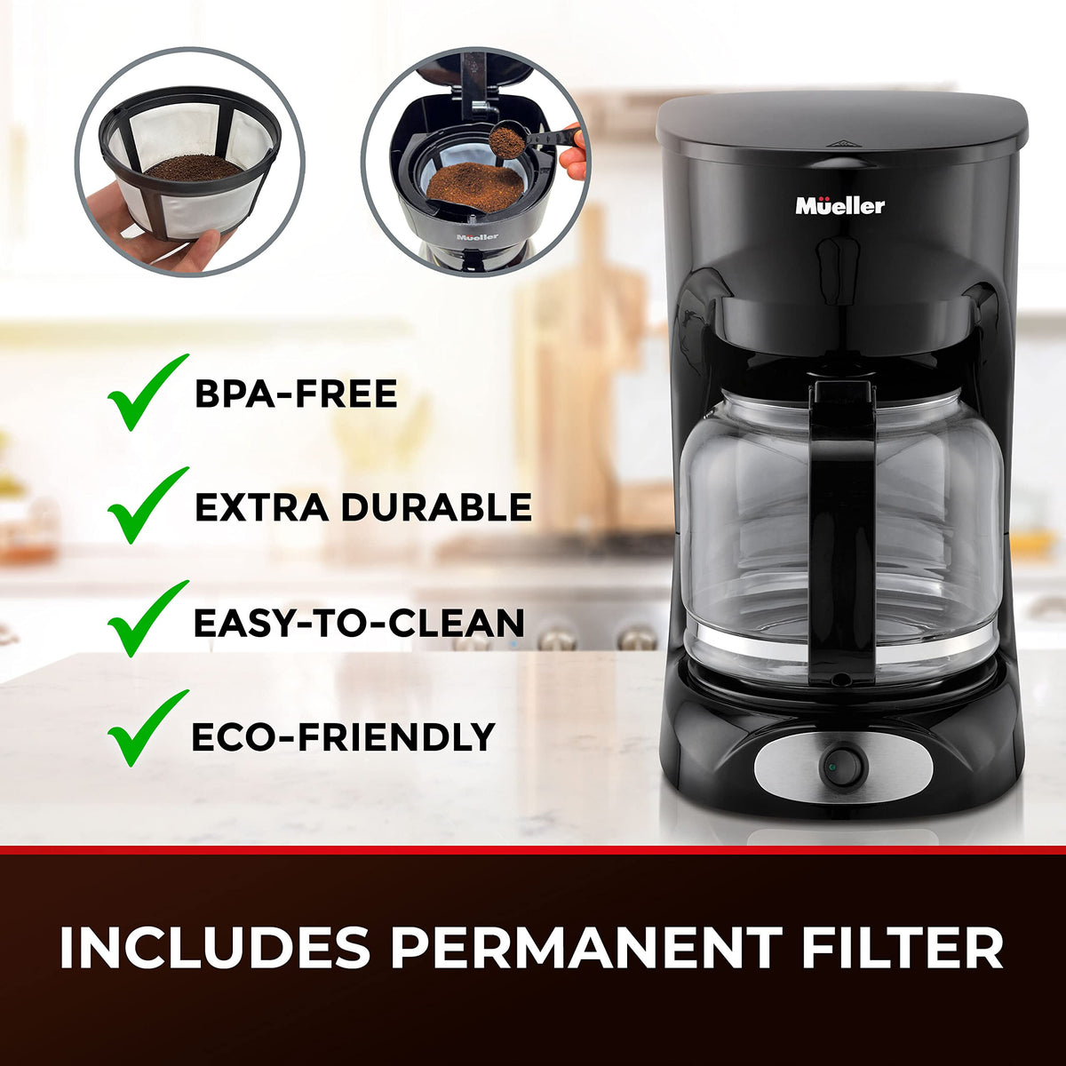 12-Cup Drip Coffee Maker with Glass Carafe B527
