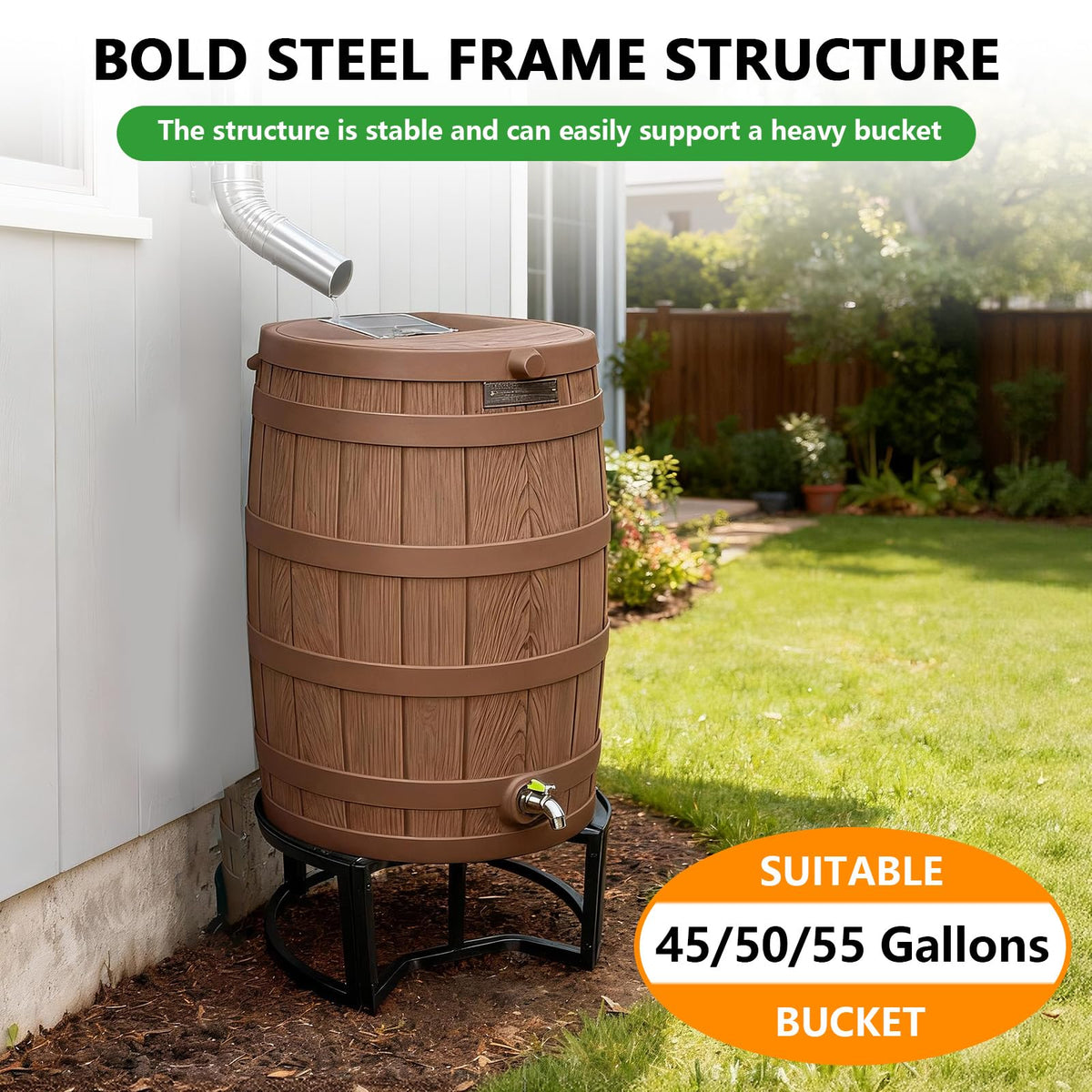 Heavy-Duty Stainless Steel Rain Barrel Stand S6782