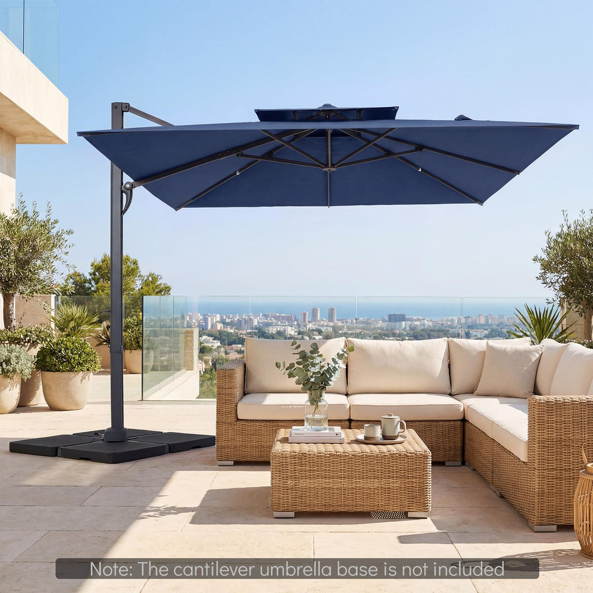 10 FT Navy Blue Cantilever Patio Umbrella X849882