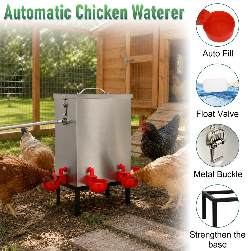 3 Gallon 304 Stainless Steel Automatic Chicken Waterer I765