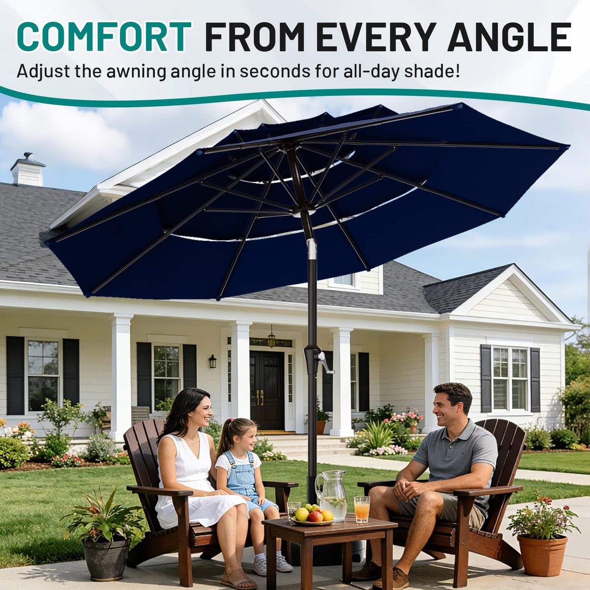 9ft 3-Tier UV Protection Windproof Patio Umbrella H761