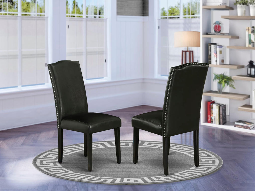 Black Faux Leather Padded Dining Chairs Set of 2 N7954