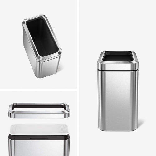 25L Brushed Stainless Steel Slim Open Trash Can V92855