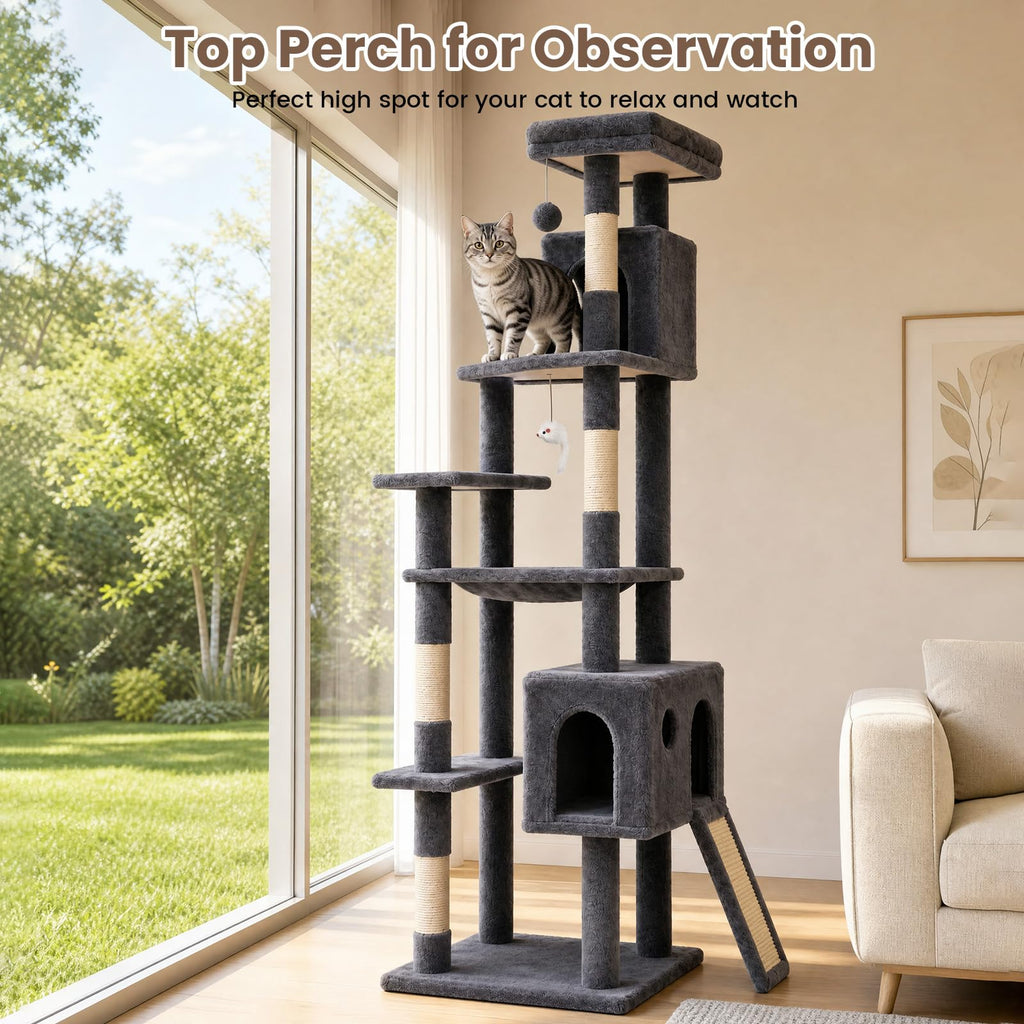70 Inches Indoor Cat Tree with Ladder U30752