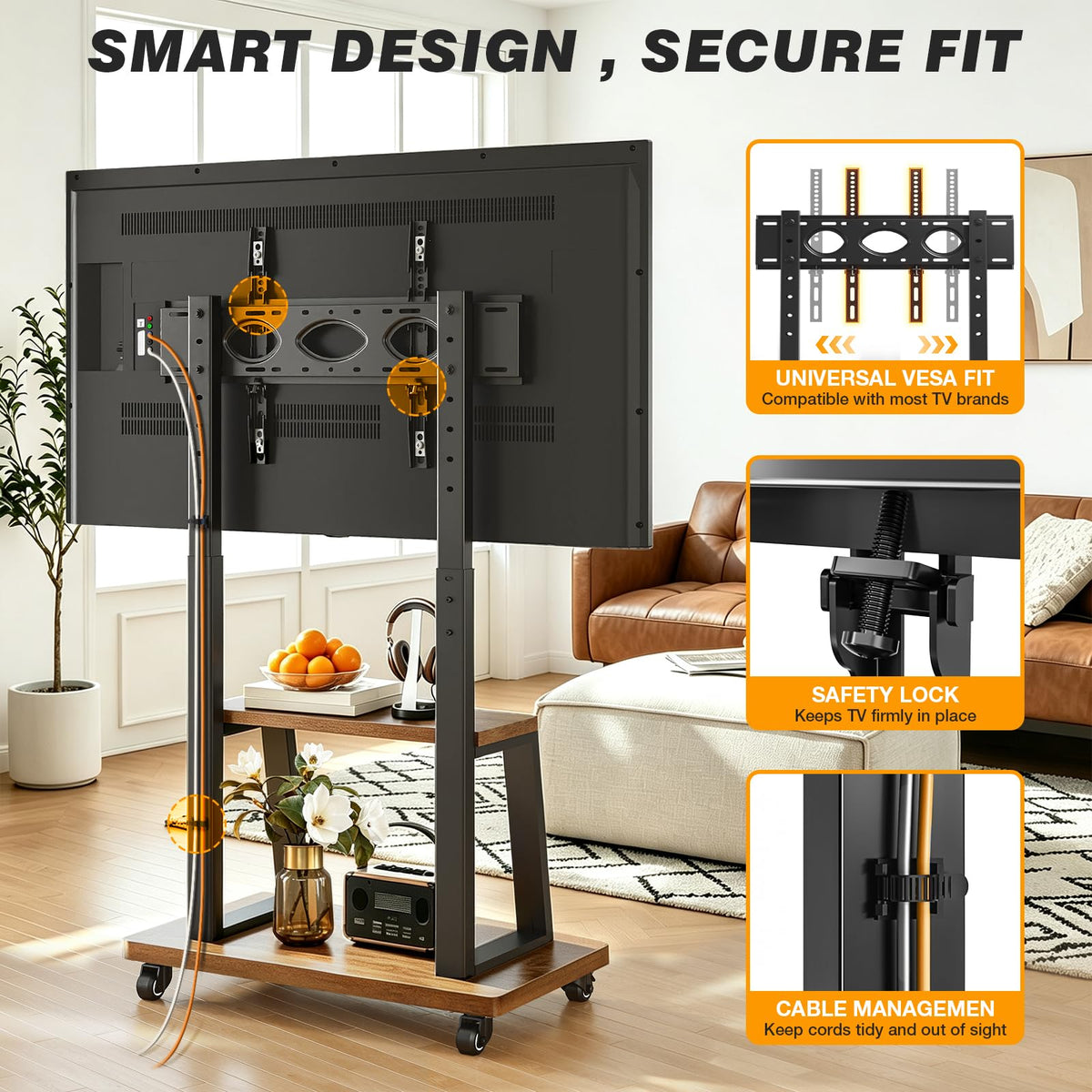 Mobile TV Cart for 37"-75" TVs with Wheels O1779